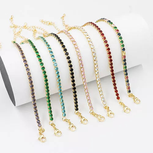 Pulsera en rodio colorful zircon pattern