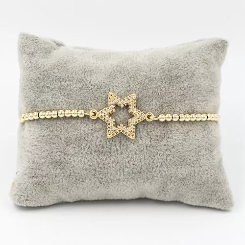 Pulsera en rodio hollow six-pointed star
