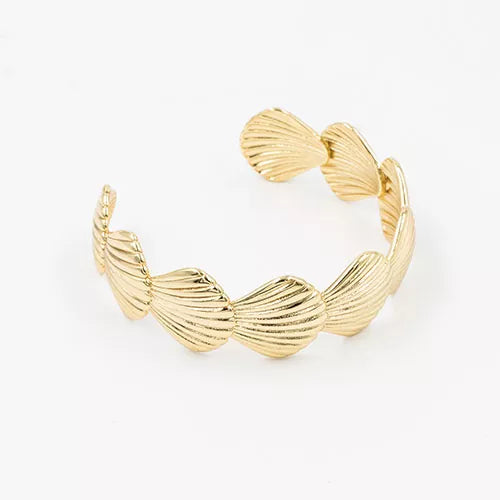 Pulsera en rodio striped shell pattern