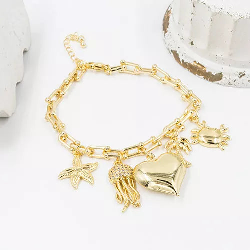 Pulsera en rodio varied marine fauna