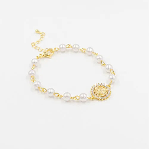 Pulsera pearls with crown San Benito