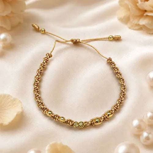 Pulsera tejida engraved and smooth pellets