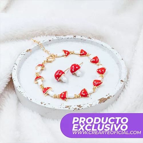 Set Pulsera + topos small mushrooms