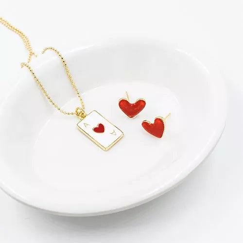 Set en rodio Collar + topos poker hearts