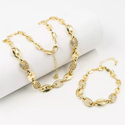 Set pulsera + cadena en rodio Gucci link