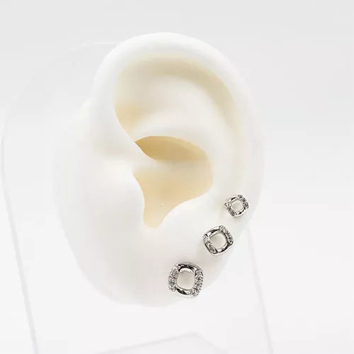 Set x 3 pares de topos silver square with zircon