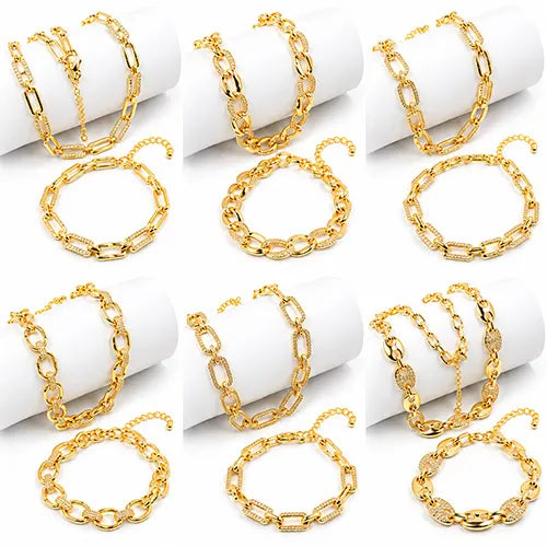 Set de Pulsera + Cadena en Rodio – Diseño Surtido